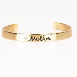 Gold Faux Diamond Mother Cuff Bracelet